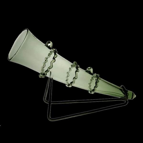 Glas-Trinkhorn, wahlweise mit schmiedeeisernem Halter