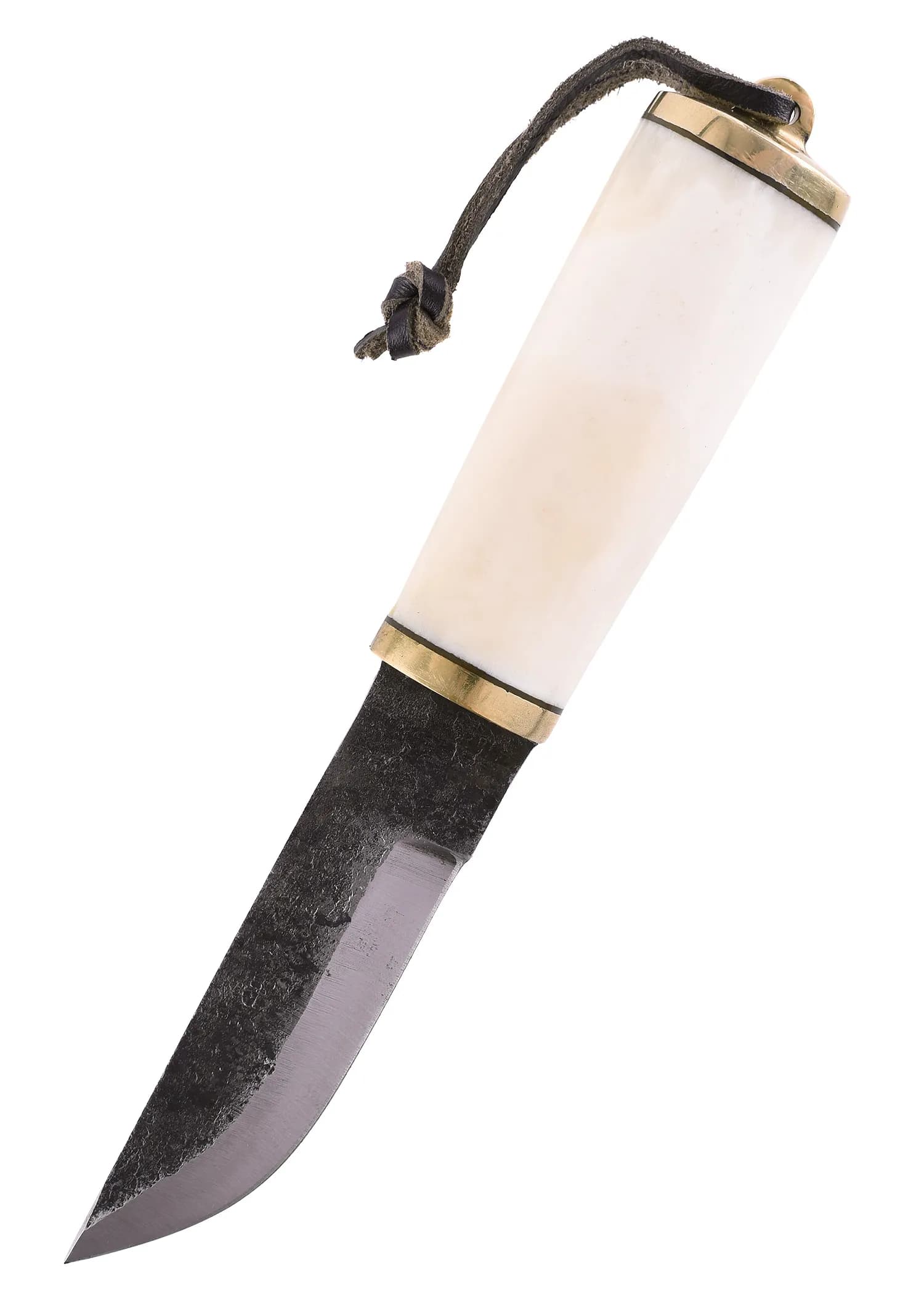 Gebrauchsmesser mit Knochengriff u. Lederscheide