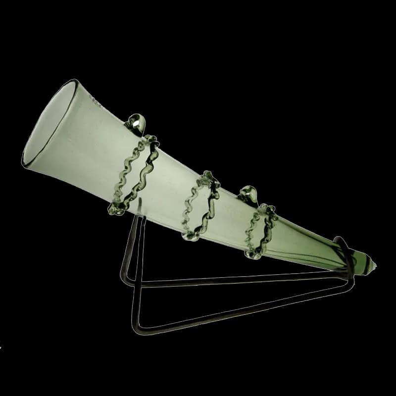 Glas-Trinkhorn, wahlweise mit schmiedeeisernem Halter