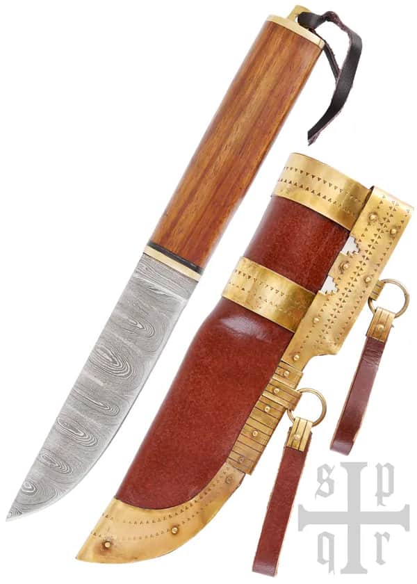 Wikinger-Messer aus Damaststahl mit Holzgriff