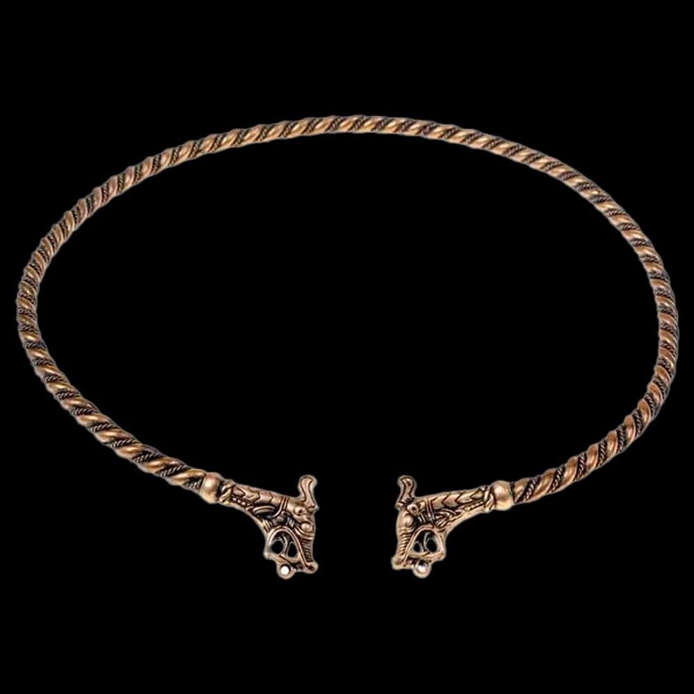 Halsring mit Drachenköpfen, nach Original aus Haithabu, bronze