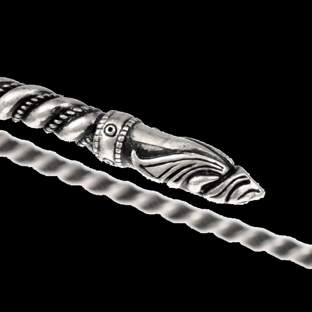 Wikinger-Torque, Halsring, mit kunstvollen Raben-Köpfen, massives 925er Sterling-Silber