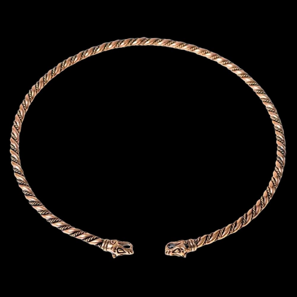 Torque-Halsring mit Wolfsköpfen, verschiedene Metall-Varianten