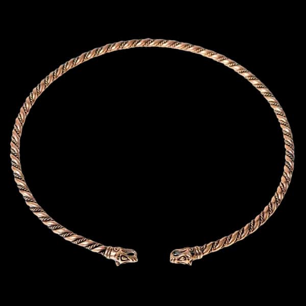 Torque-Halsring mit Wolfsköpfen, verschiedene Metall-Varianten