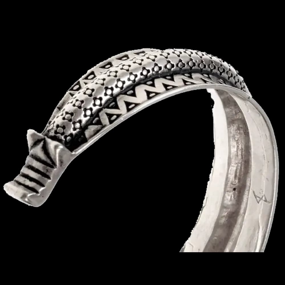 Wikinger-Armreif mit zentralem Wulst, Replik nach Original aus dem Baltikum, in L aus massivem 925er Sterling-Silber