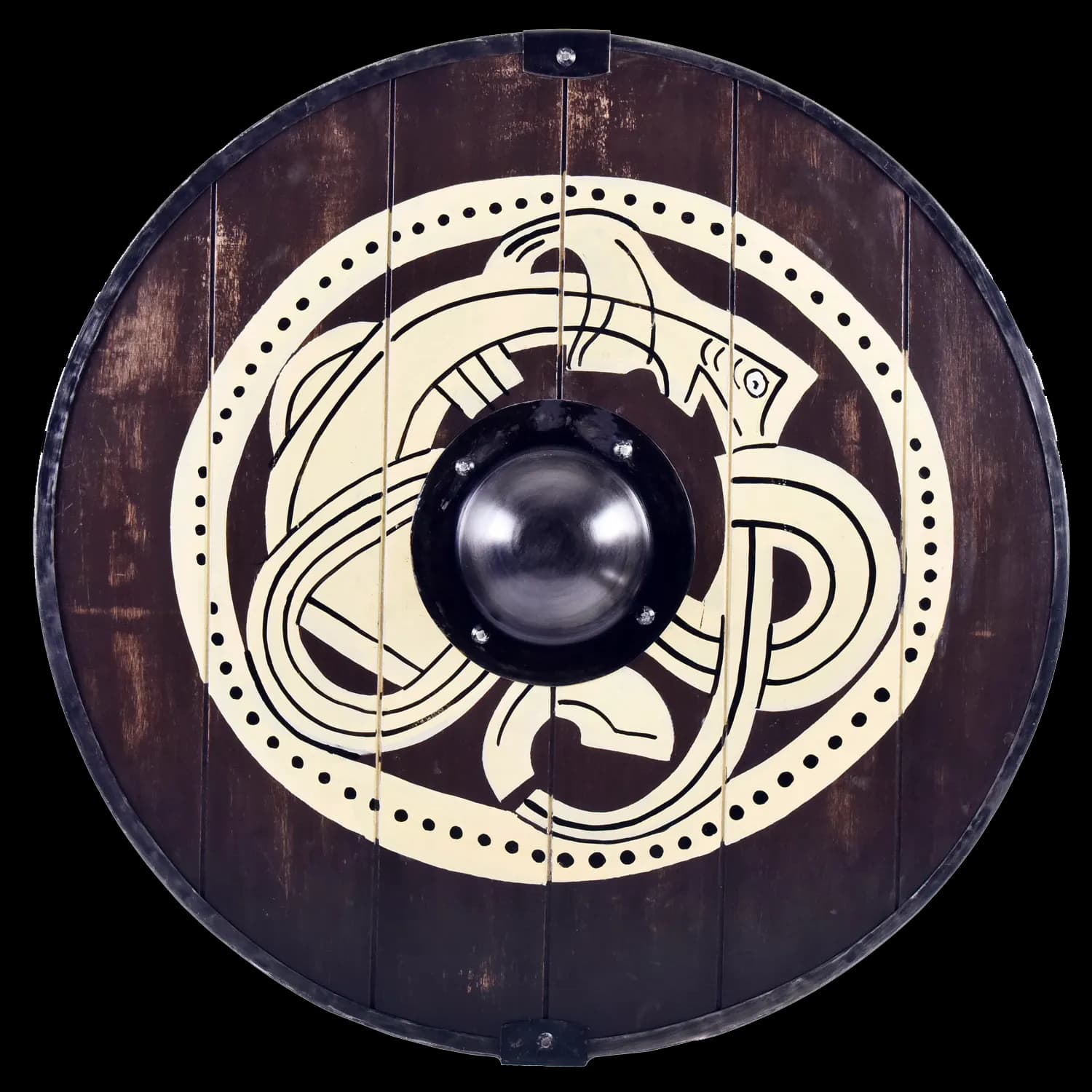 Wikingerschild mit Greiftier-Motiv, handbemalt, 61 cm