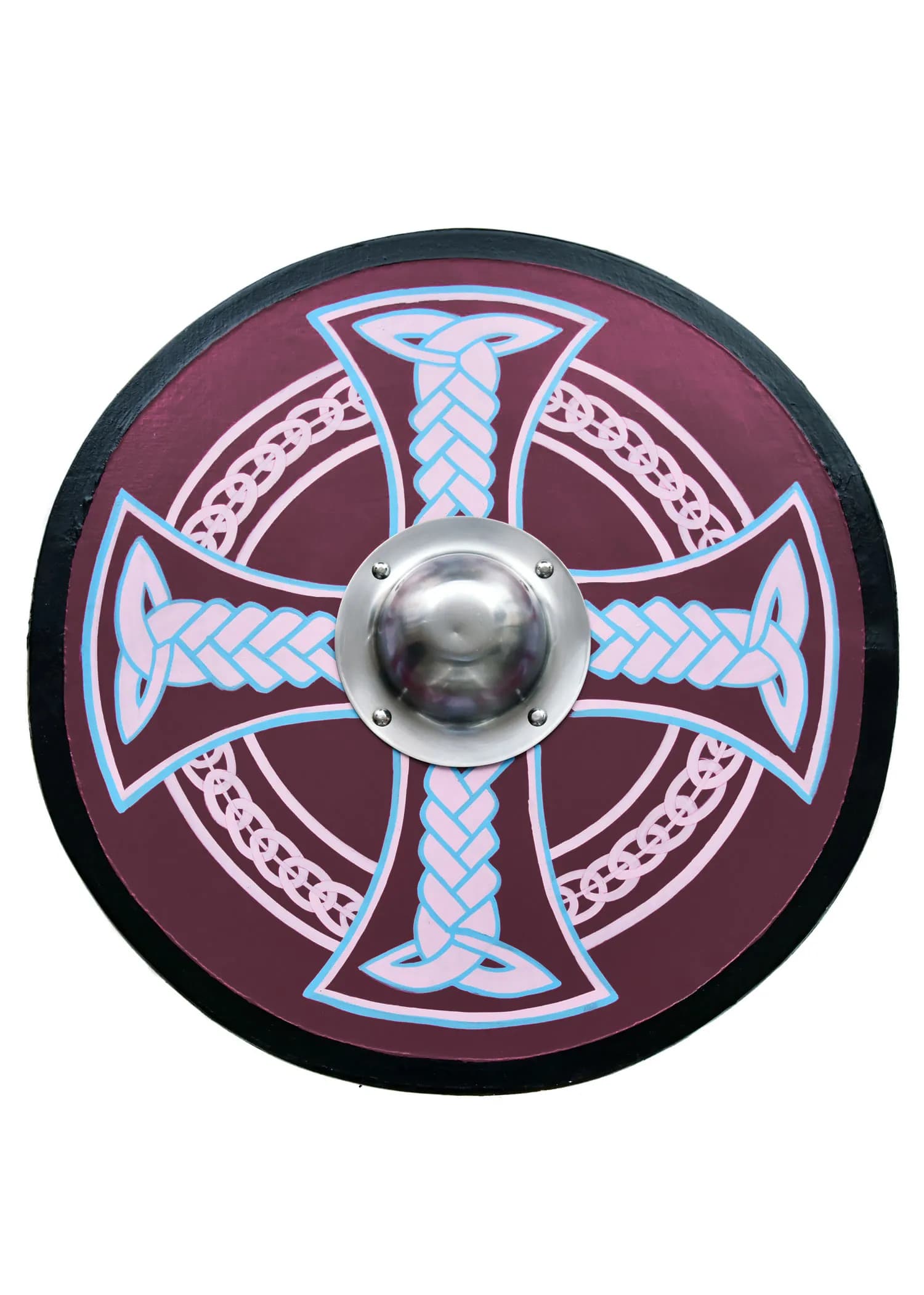 Wikingerschild mit Keltenkreuz-Motiv, handbemalt, 61 cm