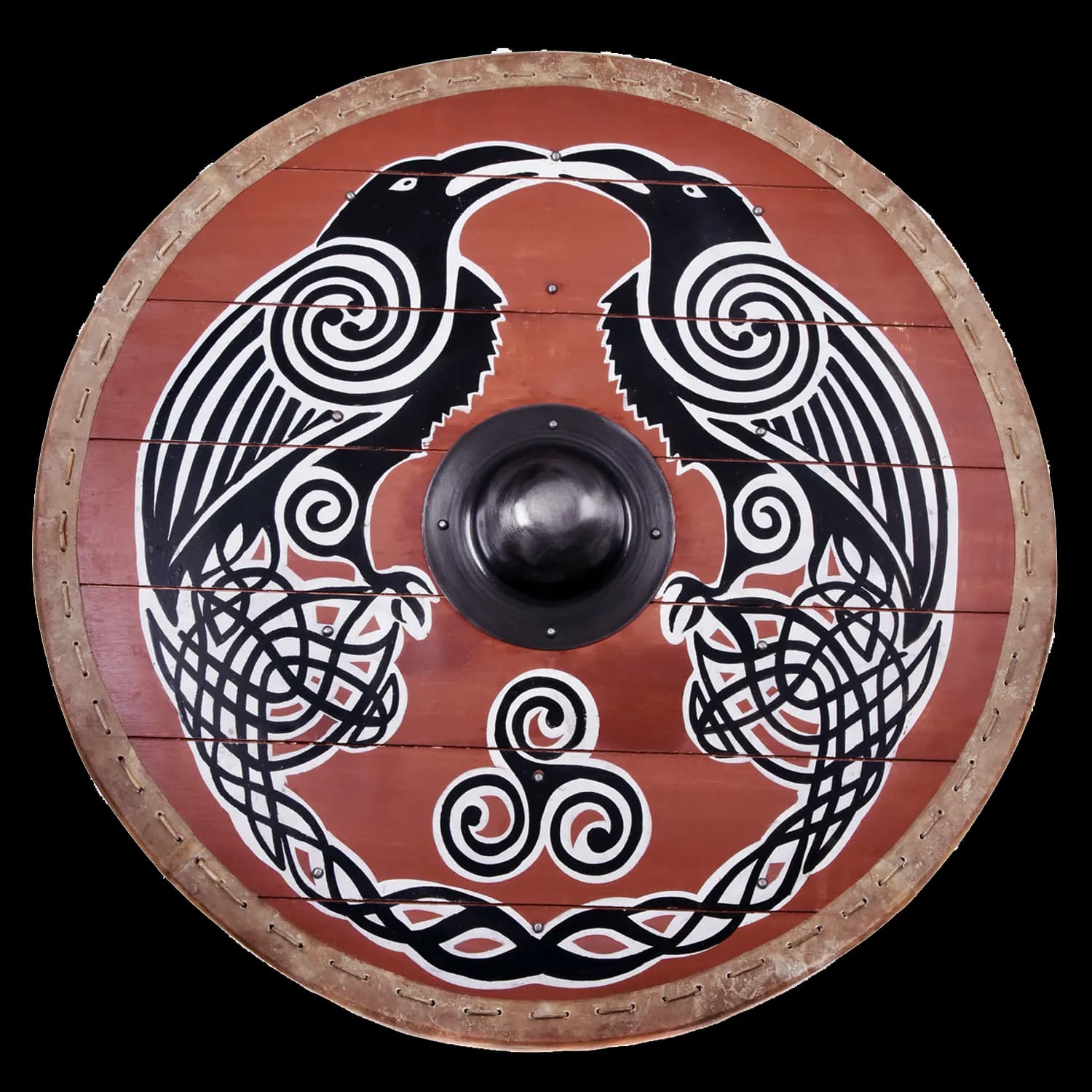 Wikingerschild 'Hugin & Munin' mit Rohaut-Umrandung, 80 cm