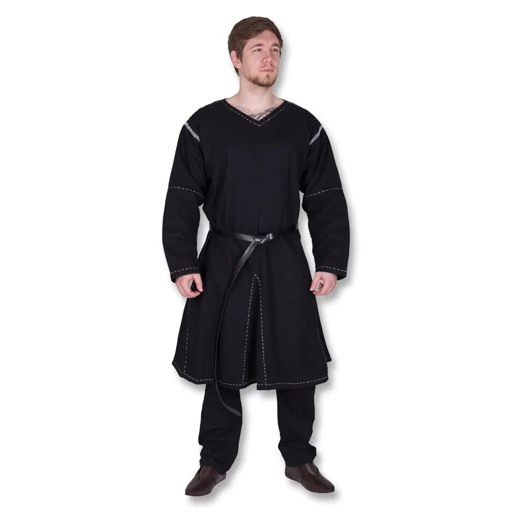 Mittelalter Kragelund Tunika Askur, langarm, schwarz in XXL
