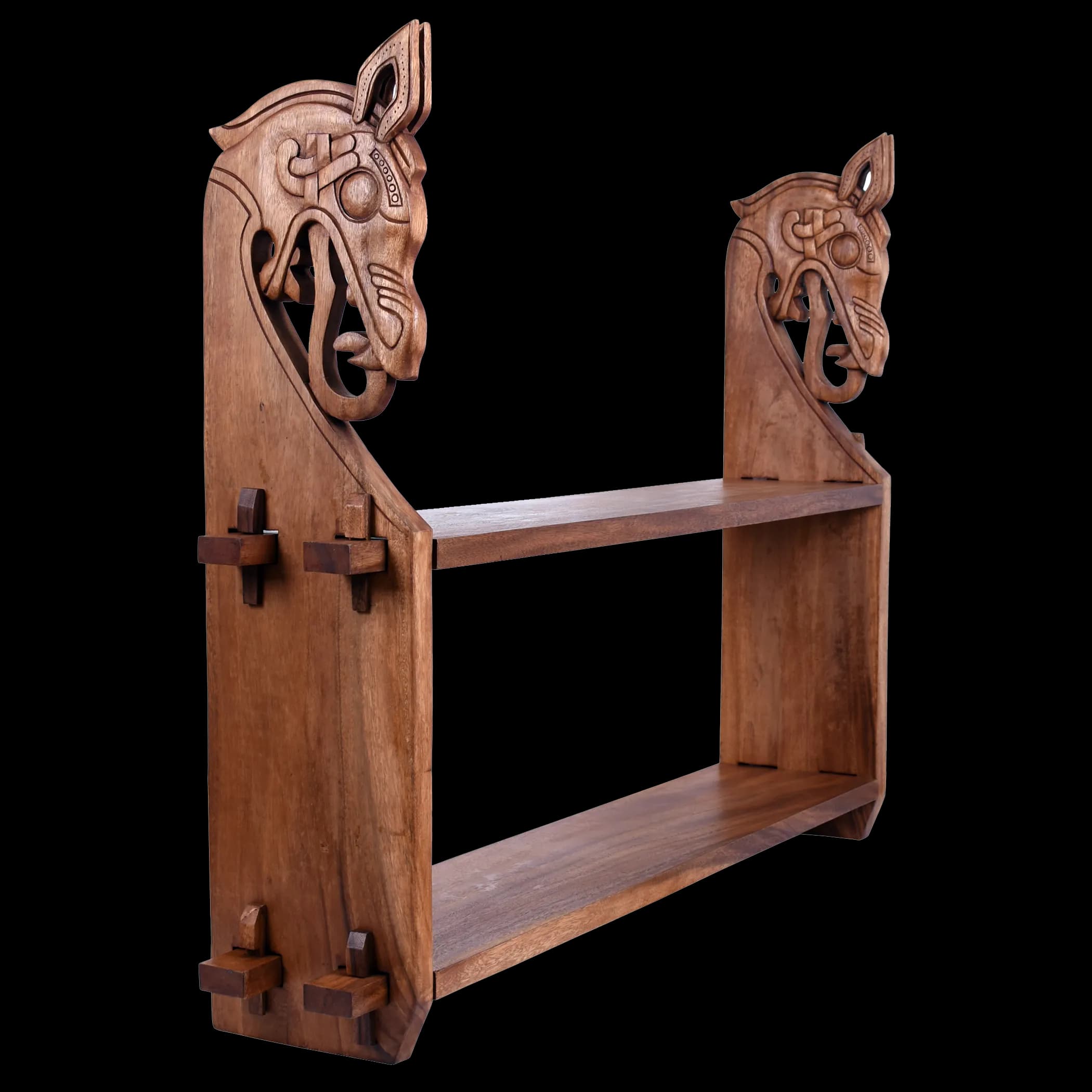 Großes Wikinger Holzregal Drachenkopf
