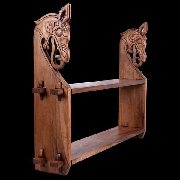 Großes Wikinger Holzregal Drachenkopf
