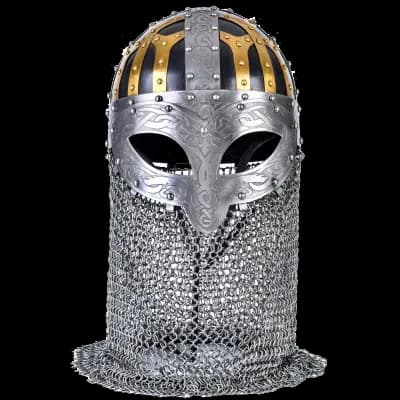 Wikinger Brillenhelm, Spangenhelm mit Brünne