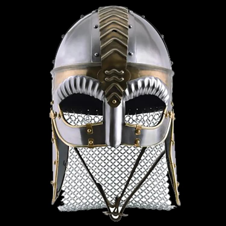 Brillenhelm Beowulf mit Wangenklappen und Kettenbrünne