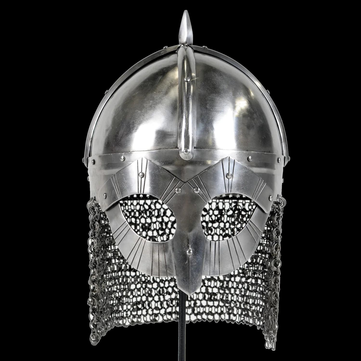 Gjermundbu-Helm, Wikinger Brillenhelm mit Kettenbrünne, 2 mm Stahl