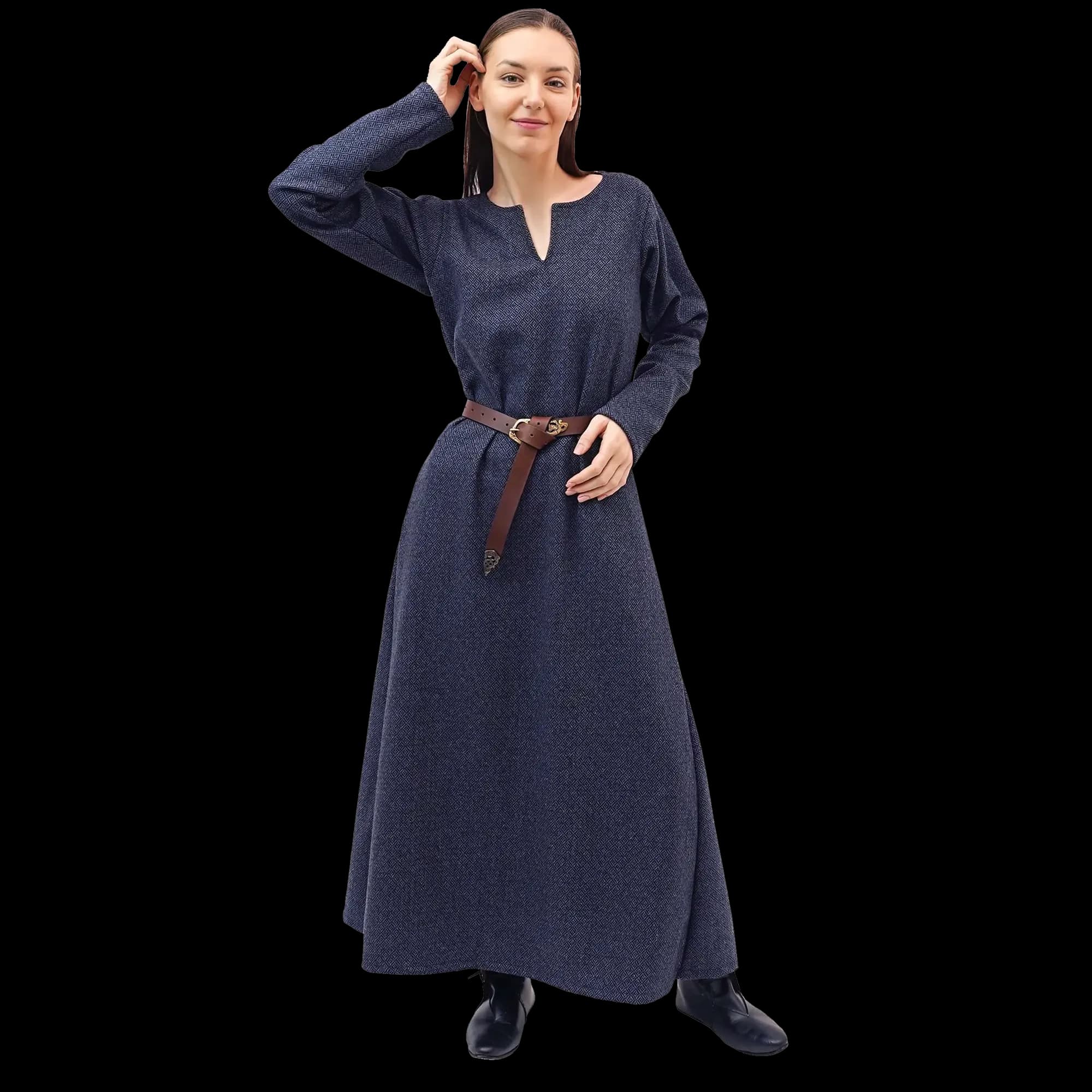 3XL- Wikingerkleid Astrid, Diamantköper, Frühmittelalter, blau, Wolle/Nylon