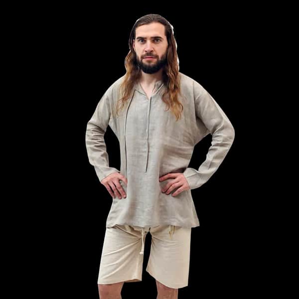 3XL- Authentisches Mittelalter-Leinenhemd Waldemar, 100% Baltischer Leinen