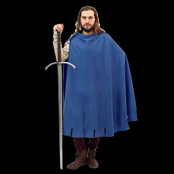 L/Blau- Mittelalter Mantel, 100% Wolle, 3 Farben