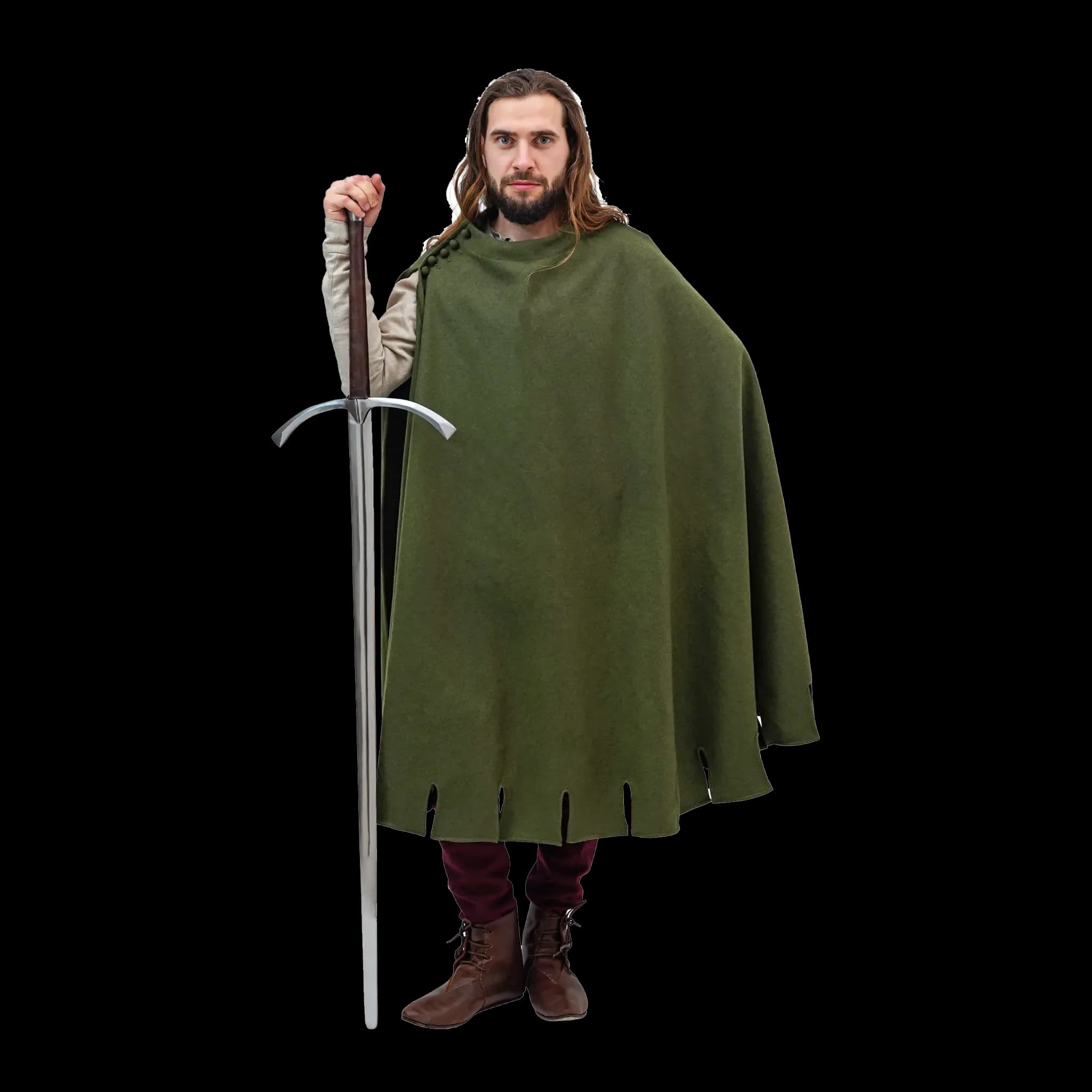 L/Grün- Mittelalter Mantel, 100% Wolle, 3 Farben