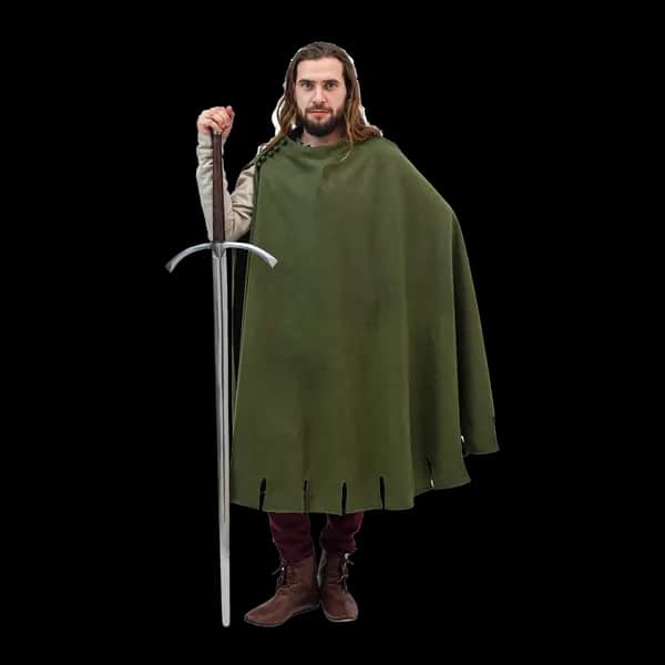 L/Grün- Mittelalter Mantel, 100% Wolle, 3 Farben