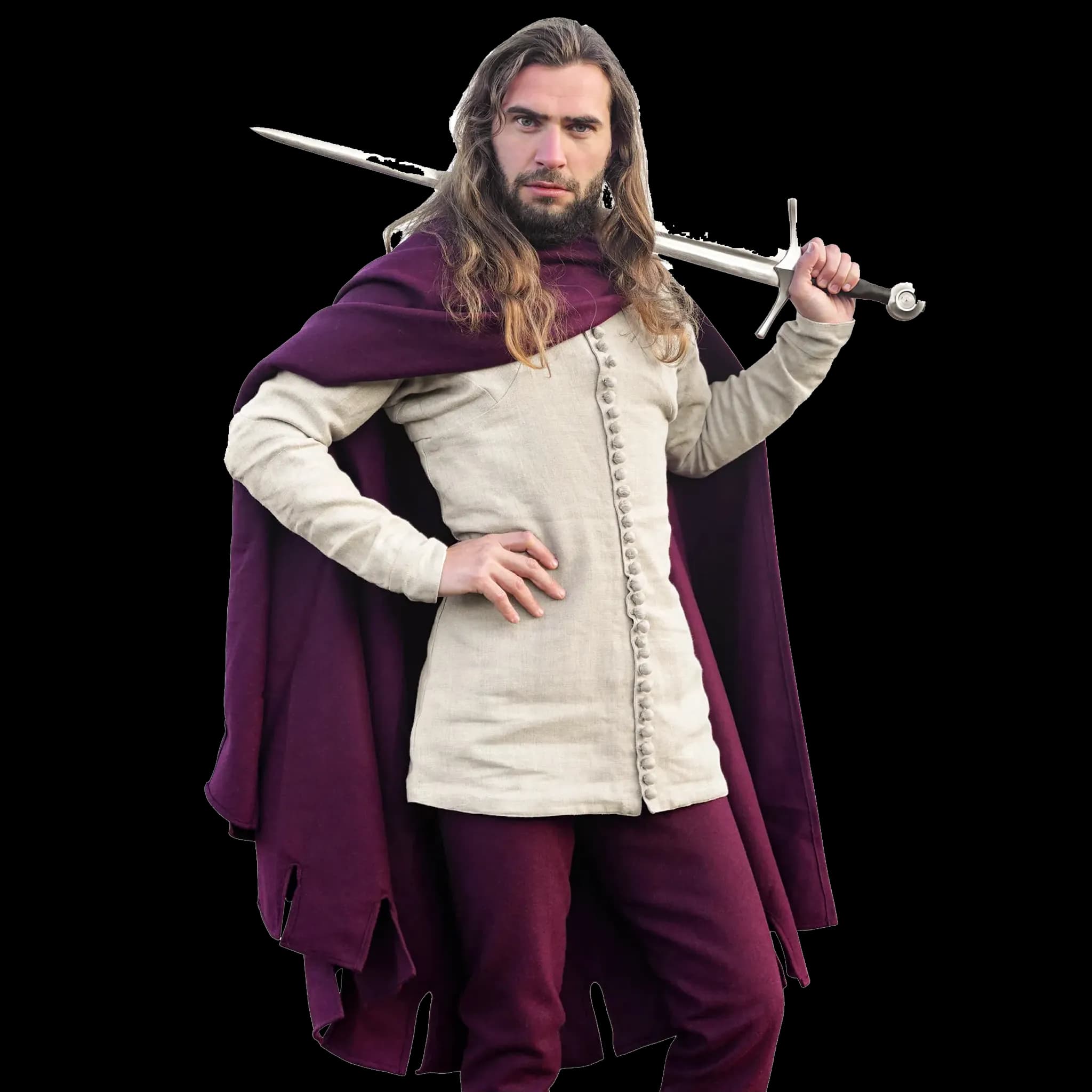 Rot/L- Mittelalter Mantel, 100% Wolle, 3 Farben