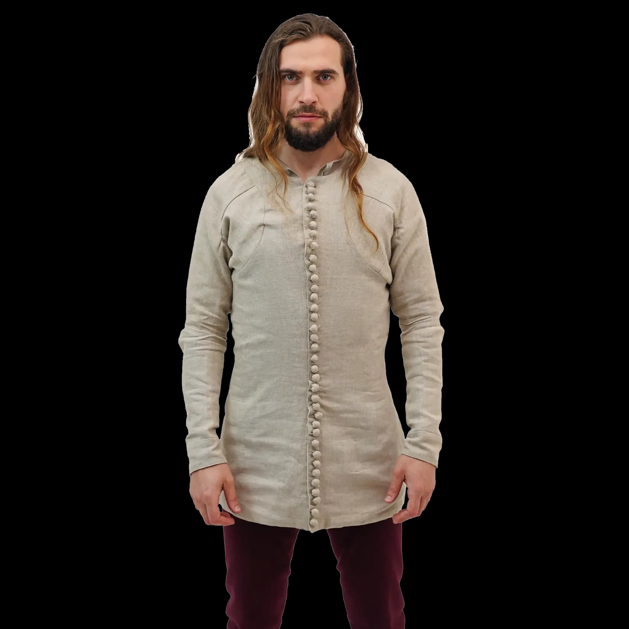 M- Charles de Blois Pourpoint Jacke, 100% Baltischer Leinen, naturfarben