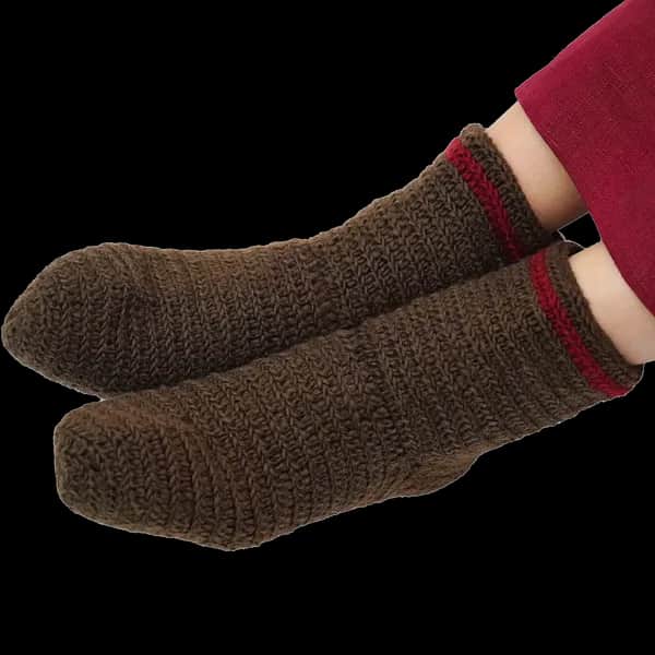 L- Nadelgebundene Wollsocken, braun, 100% Wolle