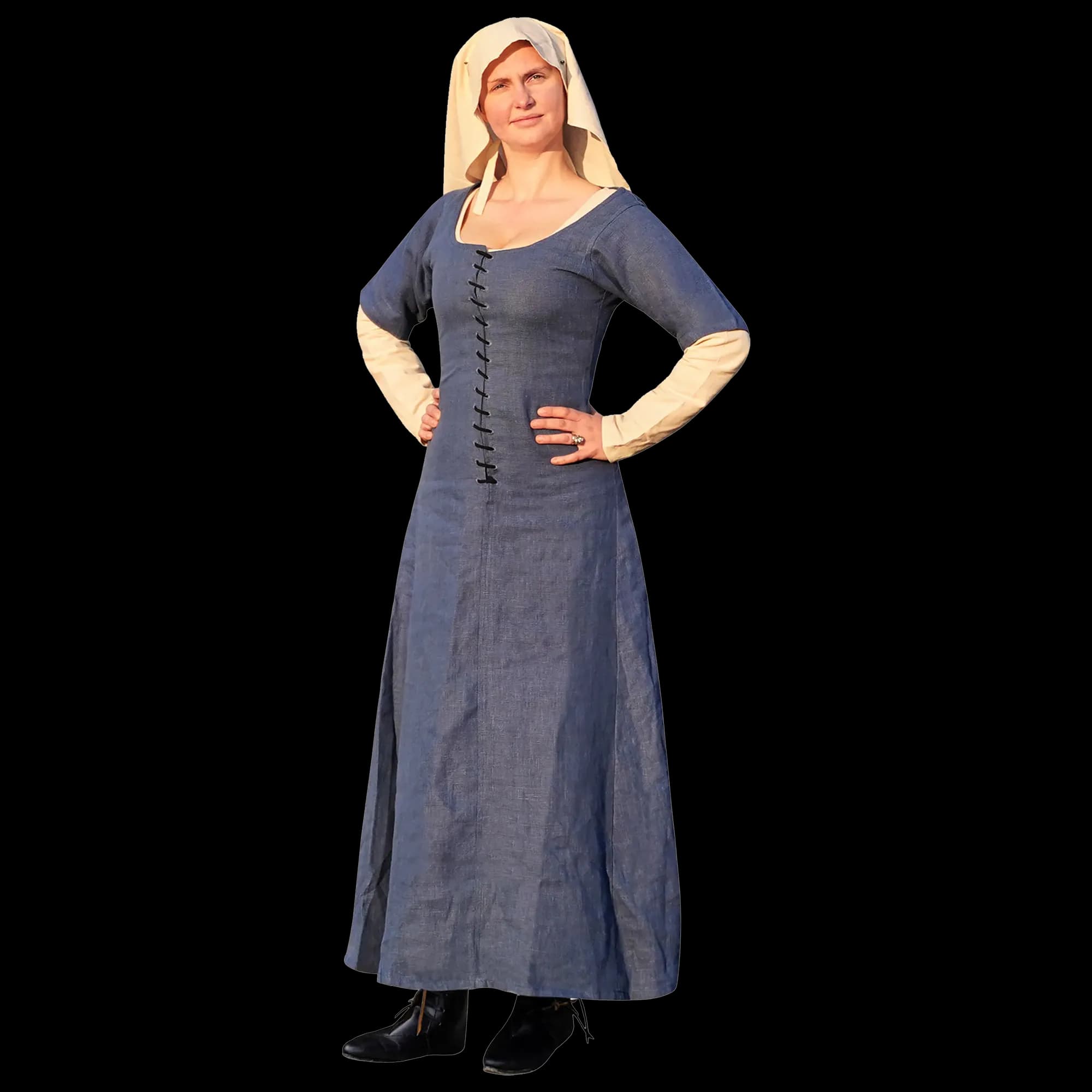 XL- Bauerstochter Kurzarmkleid, 100% Leinen