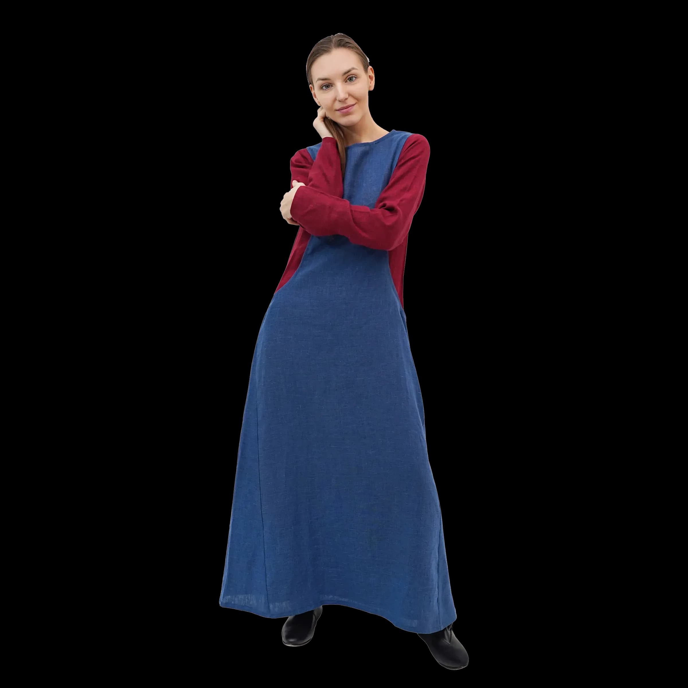 3XL- Mittelalterlicher Hoellenfenster Surcot, 100% Baltisches Leinen