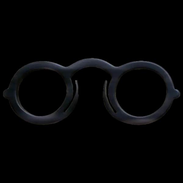 Spätmittelalterliche Federbrille, schwarz, ohne Gläser