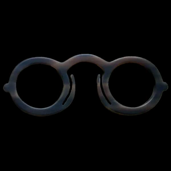 Spätmittelalterliche Federbrille, braun oder schwarz, mit und ohne Gläsern