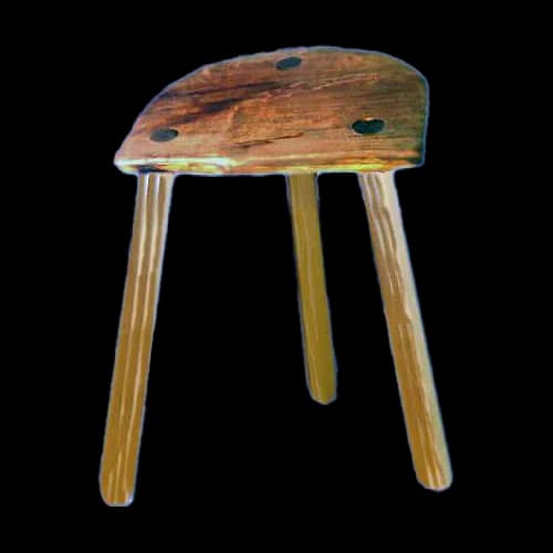 Dreibeinhocker aus Eiche mit Steckbeinen