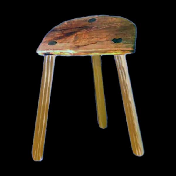 Dreibeinhocker aus Eiche mit Steckbeinen