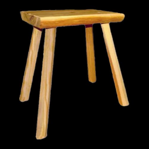 Vierbein-Hocker aus Eiche, mit Steckbeinen, zerlegbar
