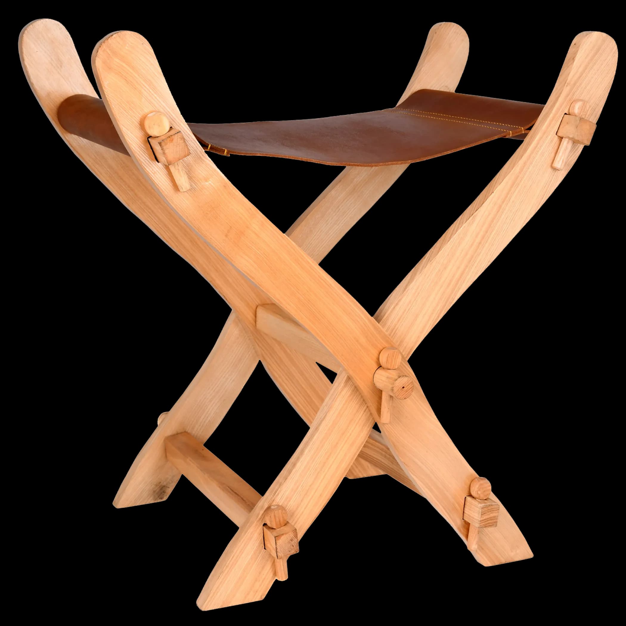 Mittelalter-Scherenstuhl mit Ledersitz