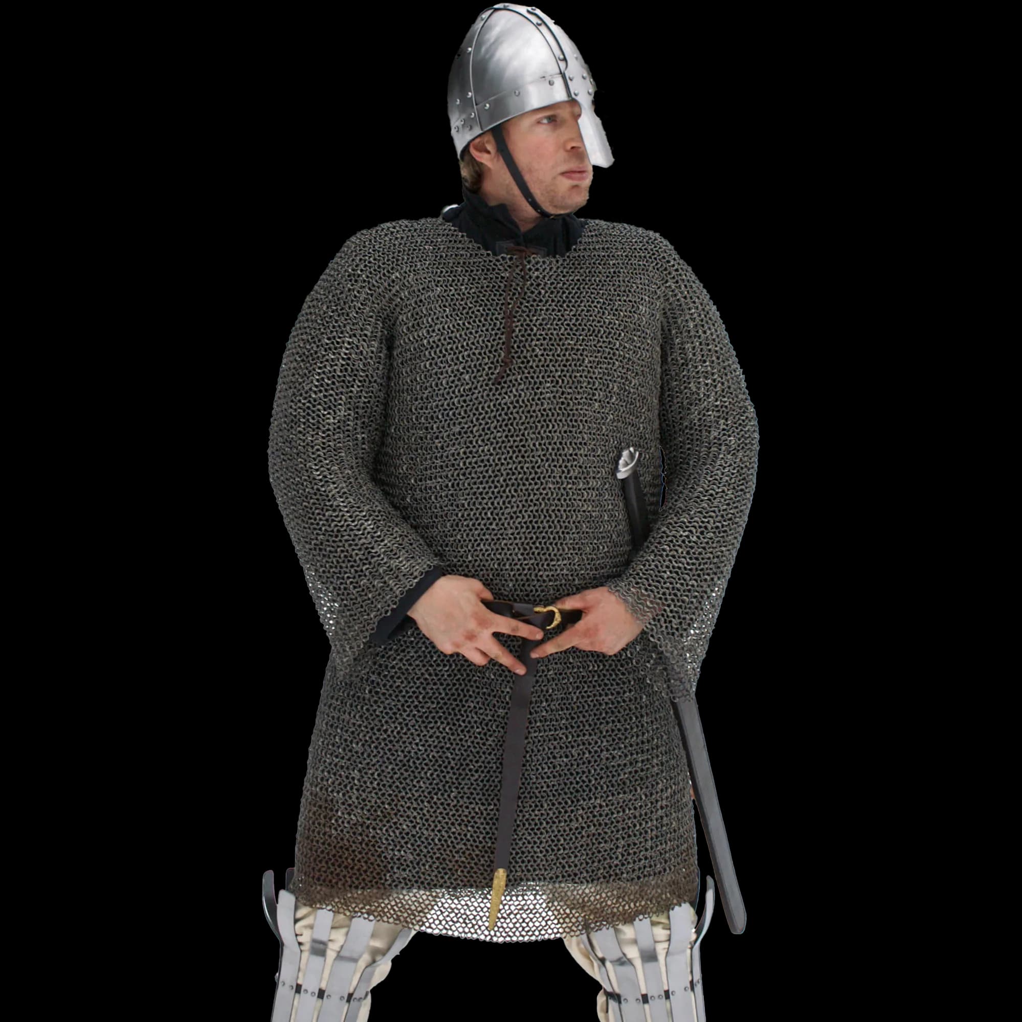 Kettenhemd Hauberk, 8 mm Flachring, vernietet und gestanzt