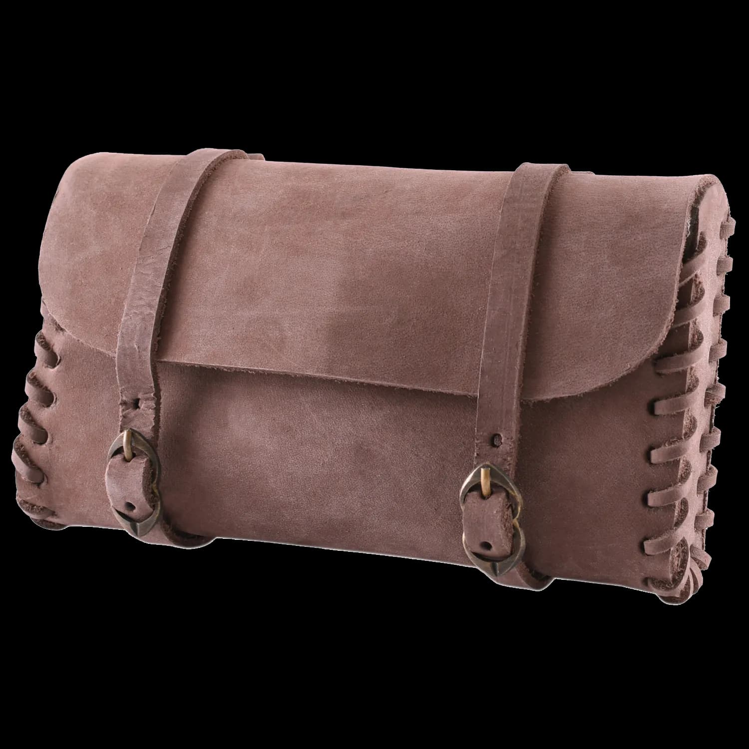 Hochmittelalterliche Gürteltasche in Wildlederoptik, mittelbraun