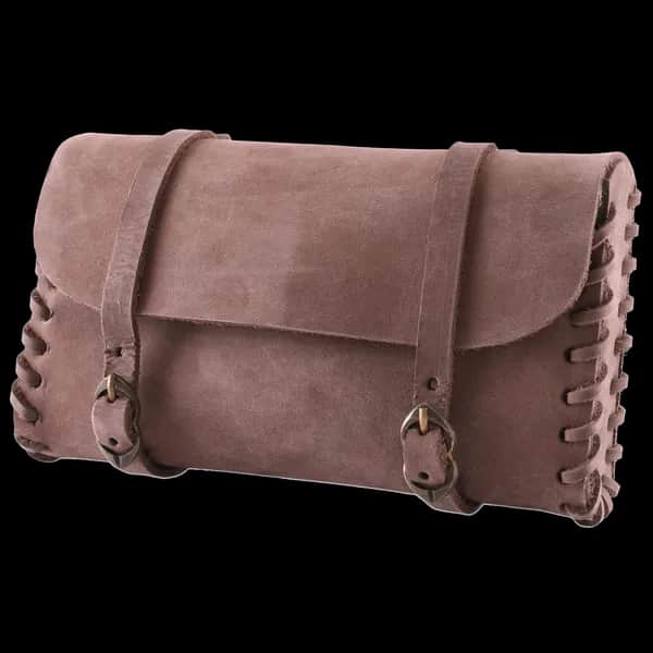 Hochmittelalterliche Gürteltasche in Wildlederoptik, mittelbraun